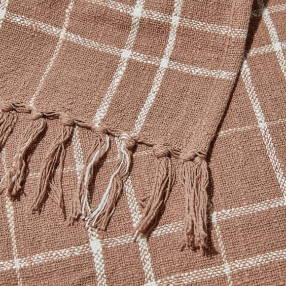 Little Korboose Woven Throw Blanket Taupe Rust cotton 60 x 50 NEW NIP Fall 🍁 - Picture 5 of 6